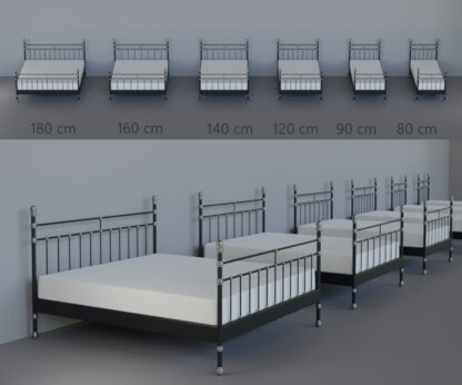 3D model of iron frame beds in six sizes for interior visualizations – created by 3DArches